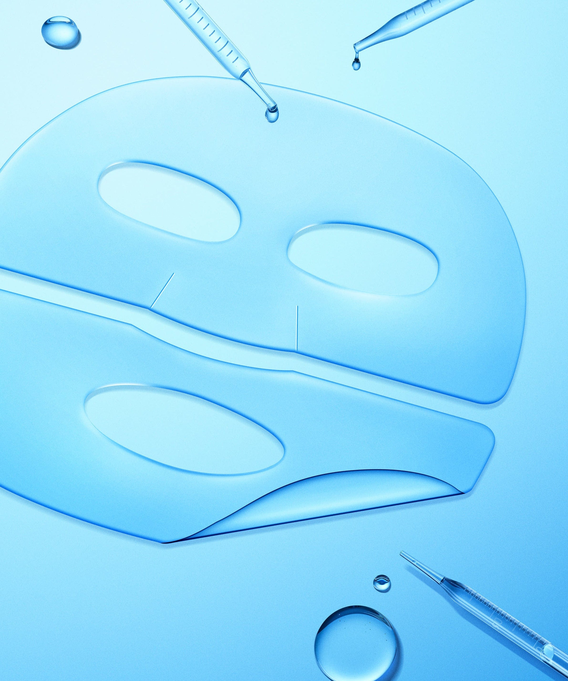 CENTELLIAN 24 Madeca Lab Gel Mask 22ml x 1 sheet on blue background with droppers and water droplets