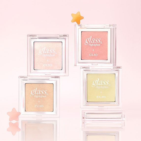 CLIO Glass & Highlighter [New Color Release] showcases new shades in compact packaging.