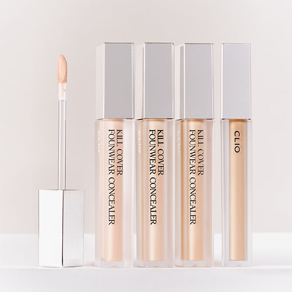 CLIO Kill Cover Founwear Concealer 6g tubes with applicator displayed on white background.