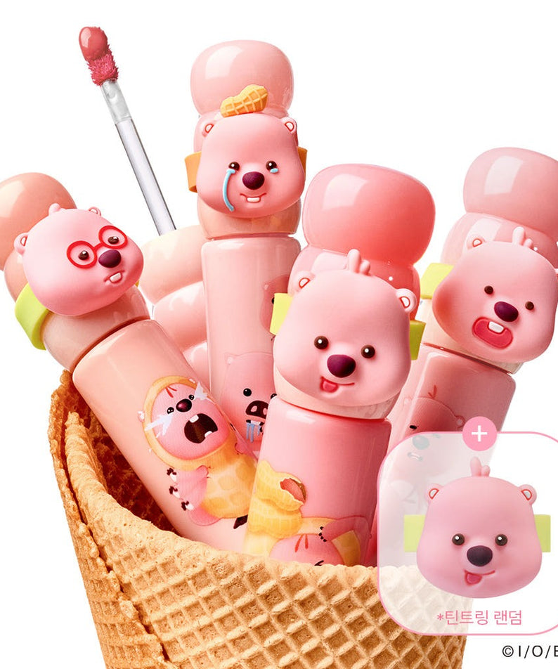 Basket of COLORGRAM Tanghulu Tangle Tint Milk 3g lip tints with bear design and applicator in cute pink packaging.