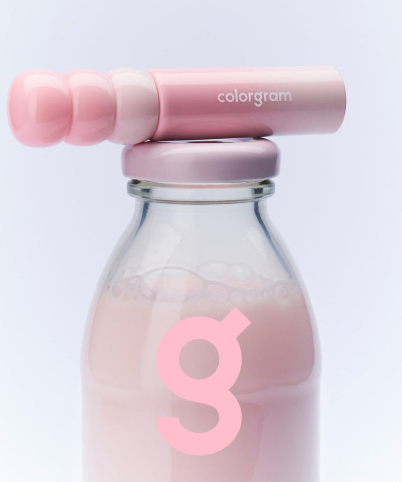 COLORGRAM Tanghulu Tangle Tint Milk 3g on milk bottle showcasing lip tint packaging.
