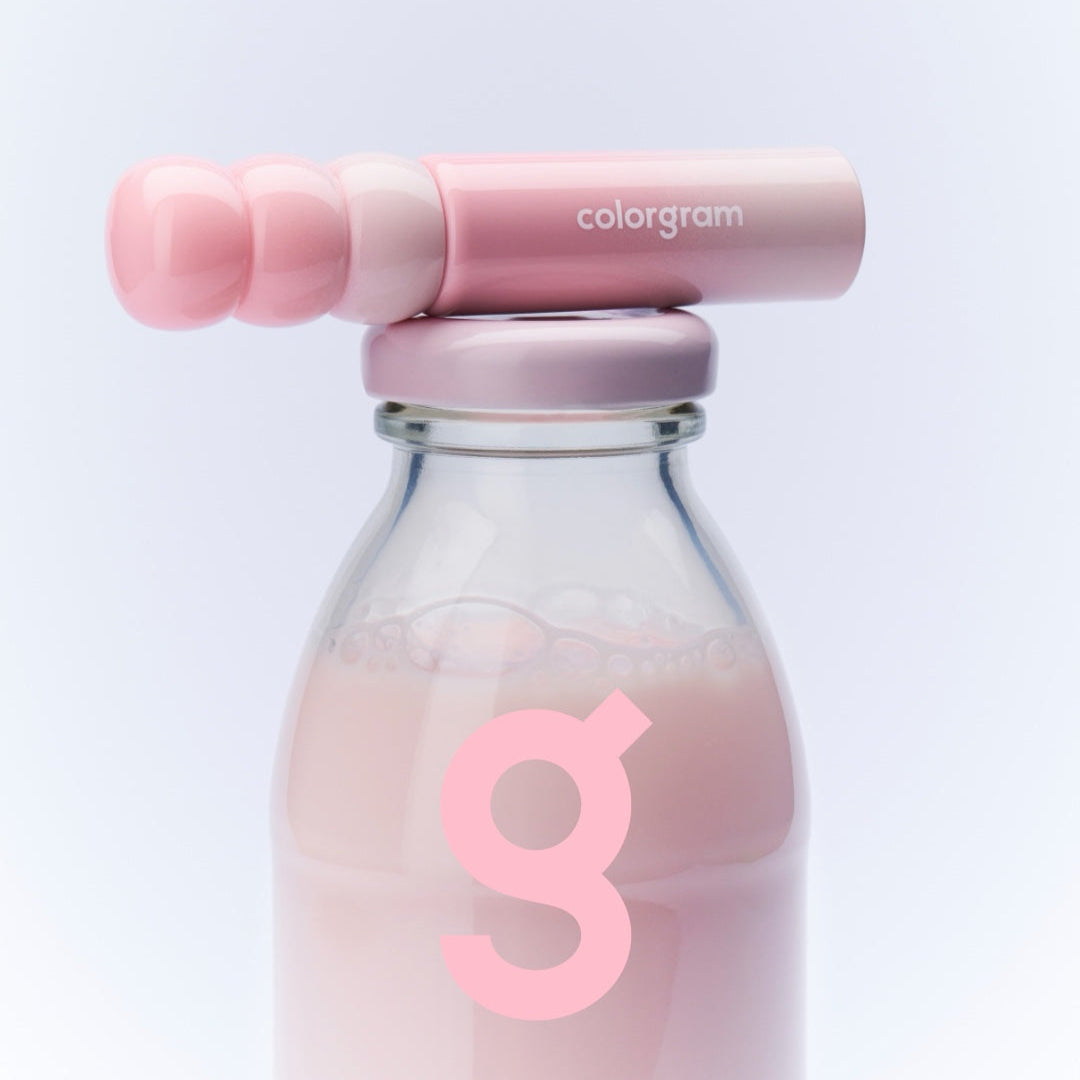 COLORGRAM Tanghulu Tangle Tint Milk 3g on milk bottle showcasing lip tint packaging.