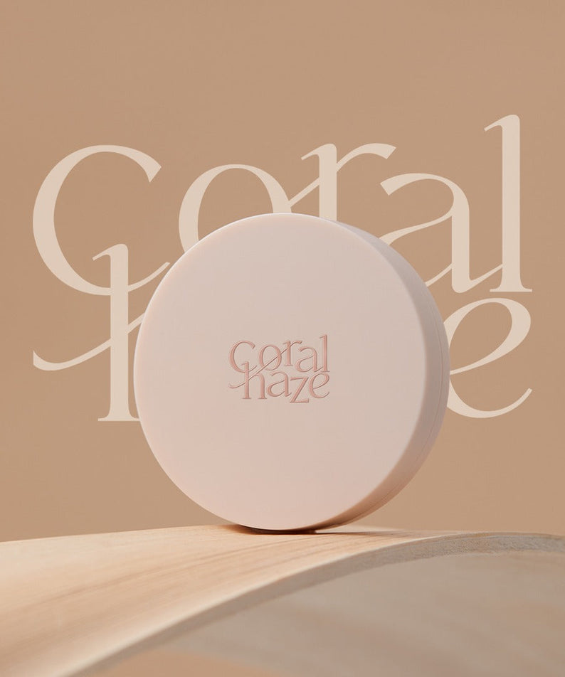CORALHAZE Fixing Blur Cushion SPF50 PA++++ 13g displayed with branding background.