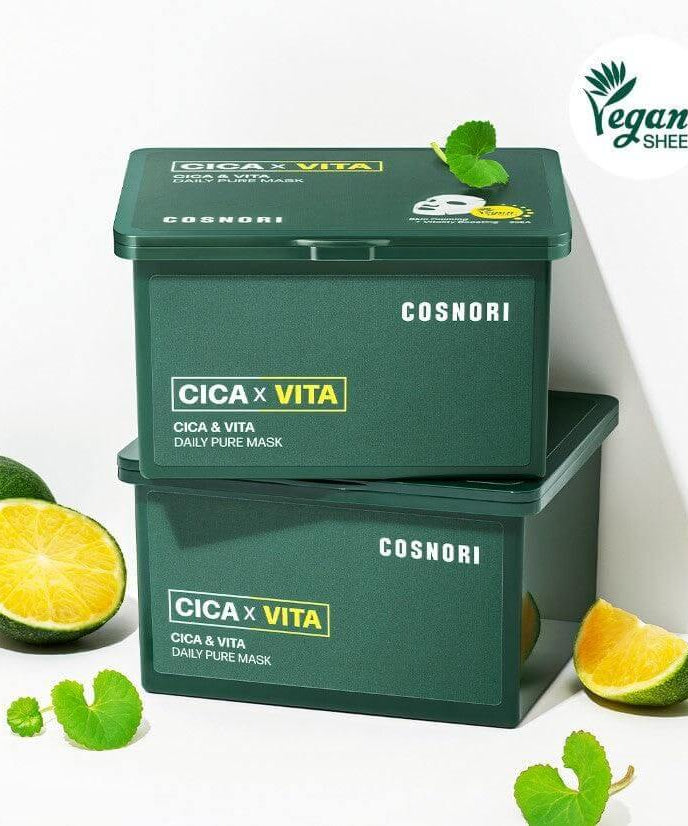 COSNORI Cica & Vita Daily Pure Mask 35ml vegan skincare product with citrus ingredients.