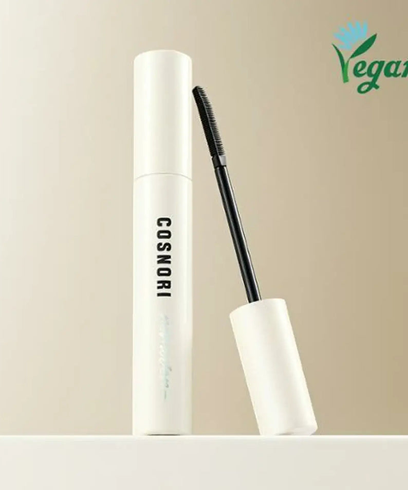 COSNORI Long Active Mascara Remover in white packaging with opened brush, vegan-friendly product.