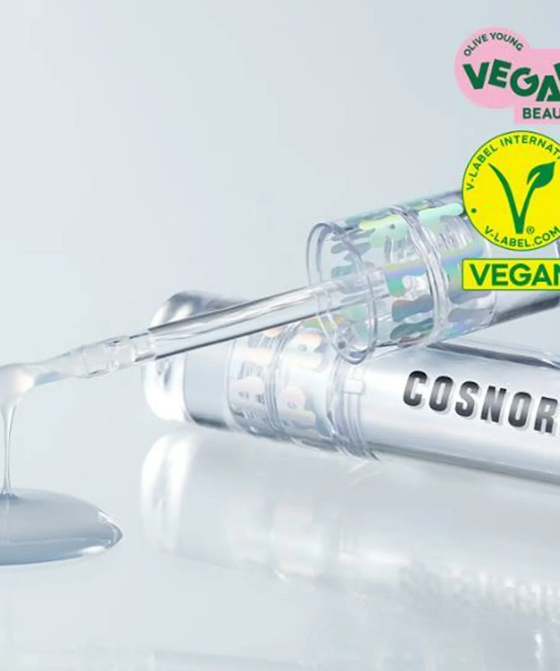 COSNORI Waterful Lip Plumper with vegan certification, showcasing a glossy, moisturizing formula in a clear tube.