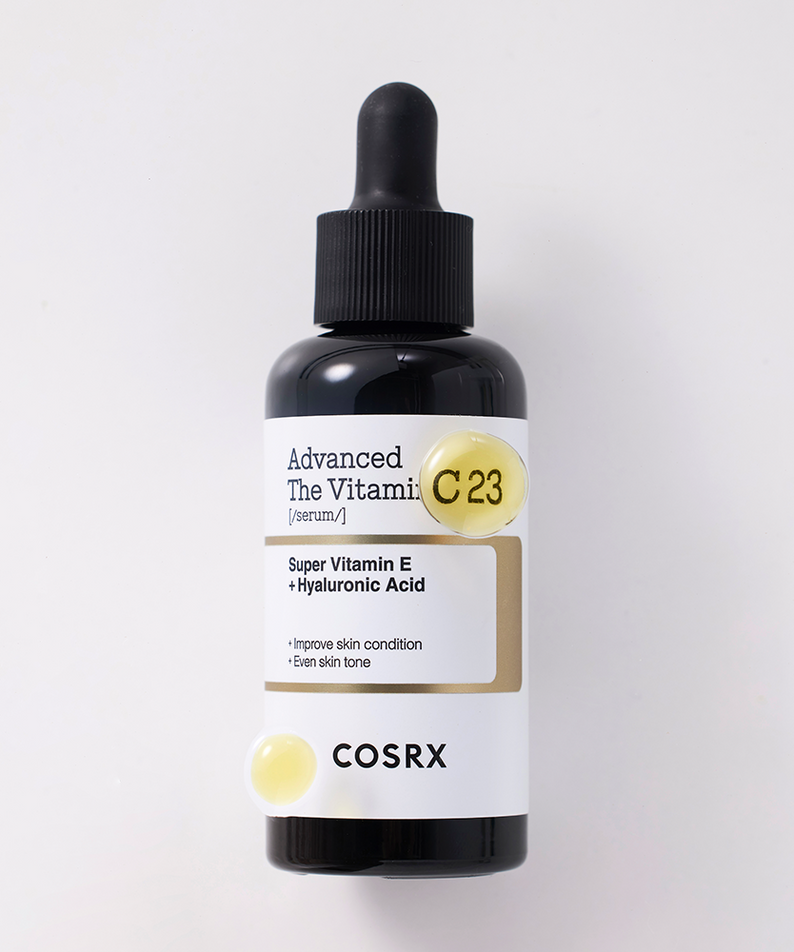COSRX Advanced The Vitamin C 23 Serum bottle with dropper on a white background