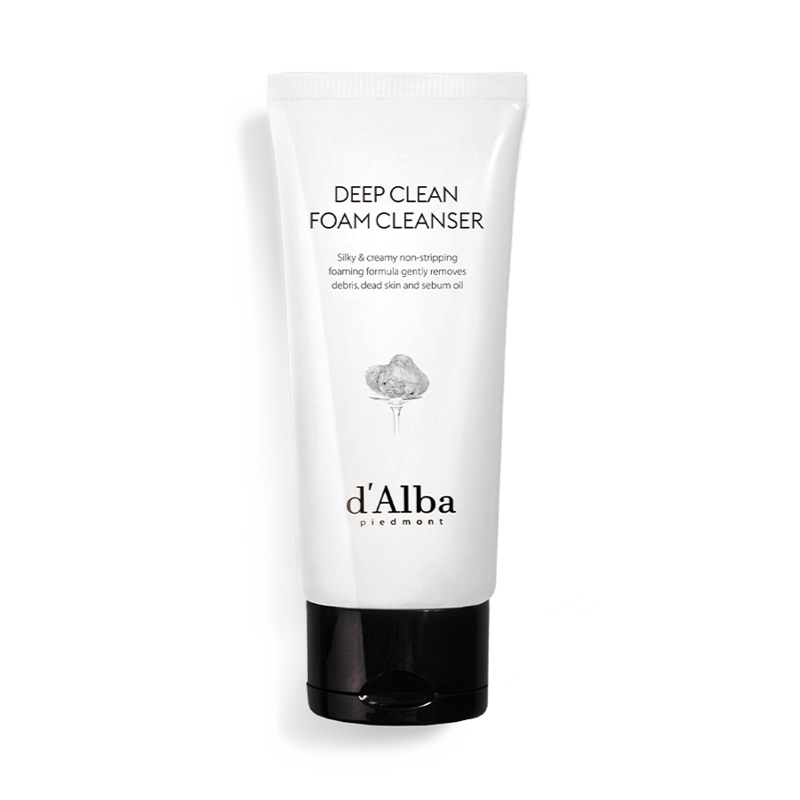 D'ALBA White Truffle Deep Clean Foam Cleanser 80ml tube packaging.