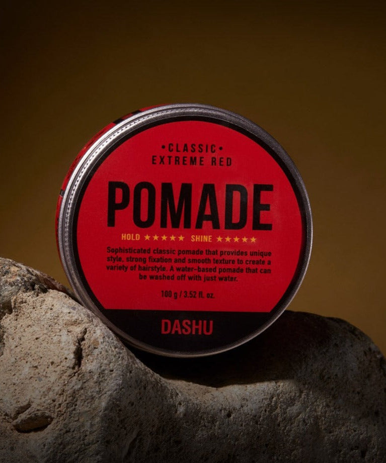 DASHU Classic Extrem Red Pomade 100g - Gentleman Korea premium men’s styling pomade in red tin for strong hold and shine