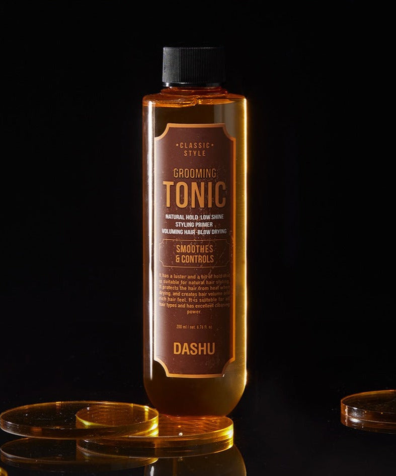 DASHU Classic Style Grooming Tonic 200ml bottle product shot on black background – Gentleman Korea premium men's grooming tonic
