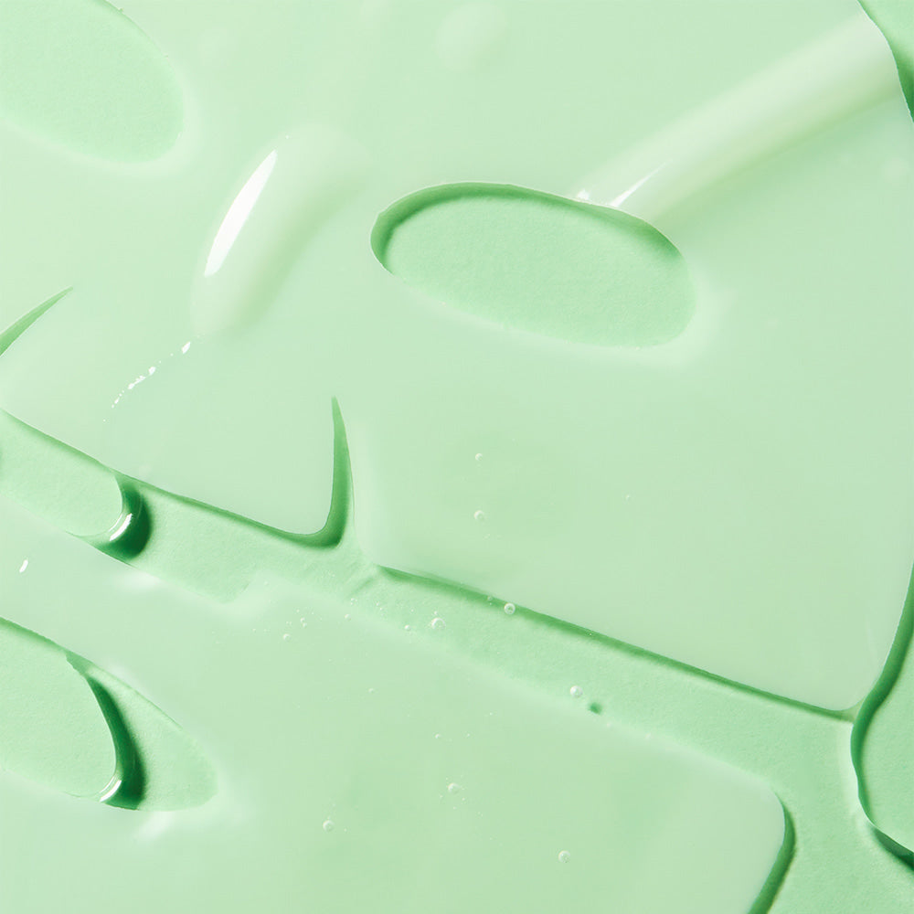 Close-up texture of DEWYTREE AC Deep Pore Collagen Gel Mask 4 Sheets showcasing smooth, mint-colored gel formula.