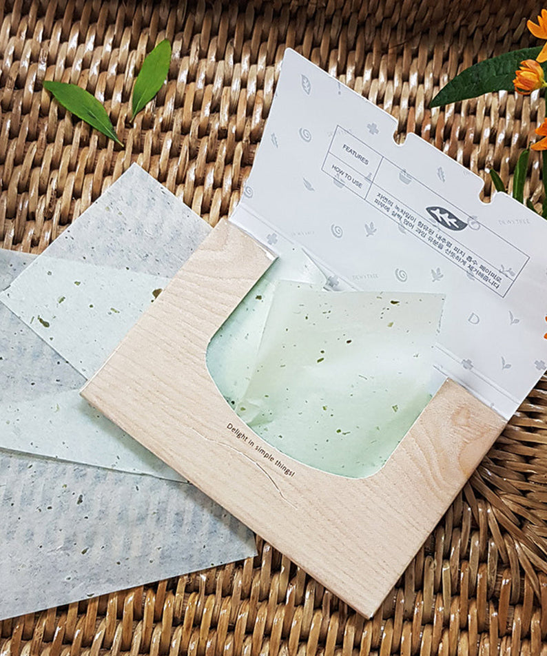 DEWYTREE Nature Source Green Tea Mattifying Linens (50 Sheets) | Kool Seoul
