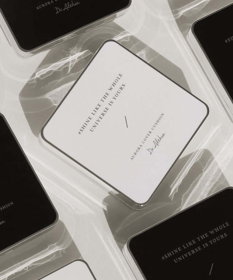 Top view of DR.ALTHEA Aurora Cover Cushion 15g packaging showcasing elegant design