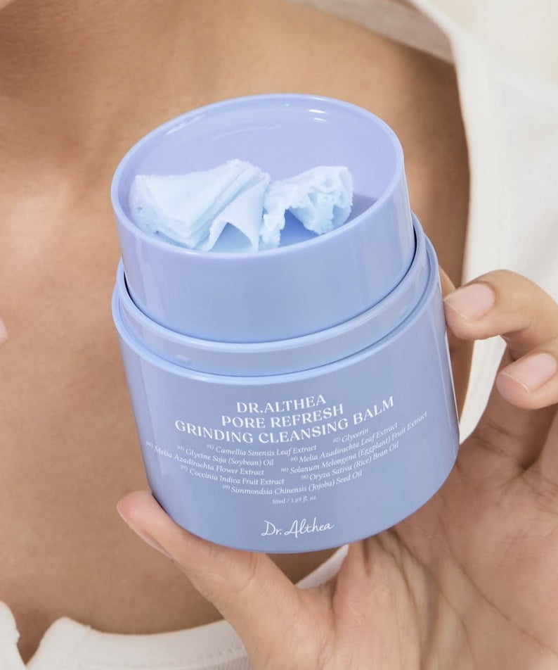 DR.ALTHEA Pore Refresh Grinding Cleansing Balm 50ml held in hand