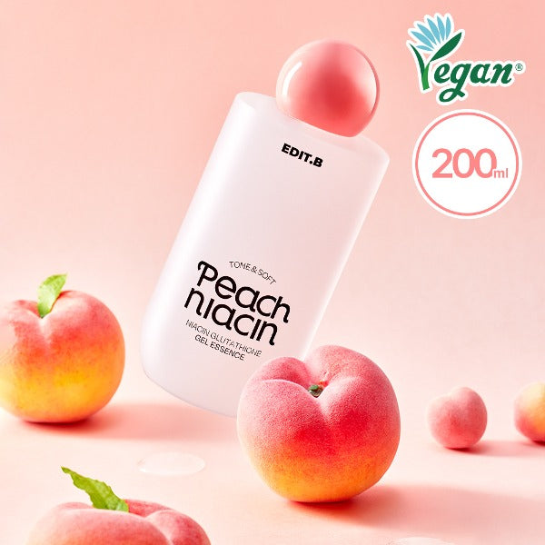 niacin glutathione EDIT.B Tone & Soft Peach Niacinamide Gel 200ml Vegan Anti-Wrinkle - Green Tea Leaf,