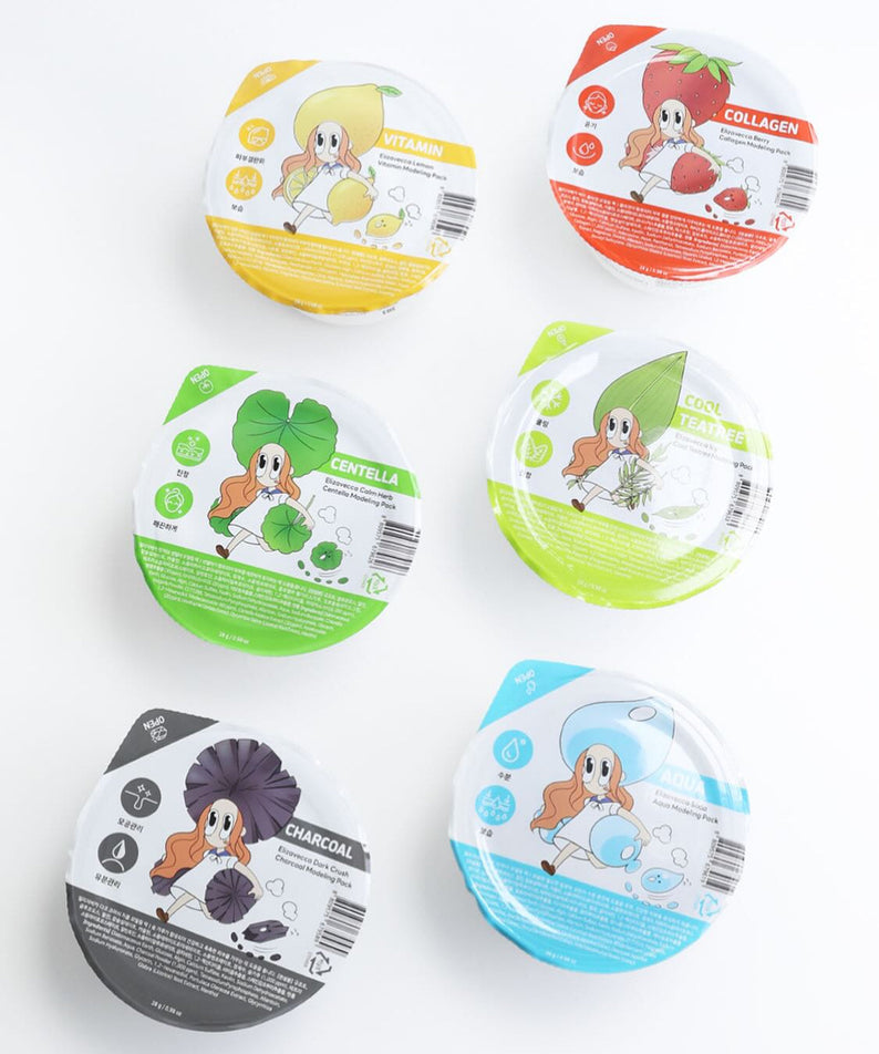ELIZAVECCA Modeling Pack Face Mask 6 Types, vitamin, collagen, centella, tea tree, hyaluronic, charcoal variety pack