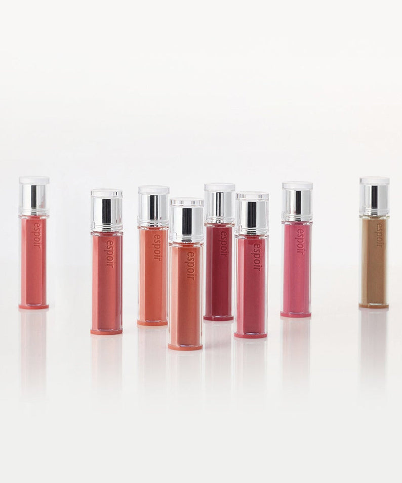 ESPOIR Couture Lip Tint Glaze collection in various shades displayed in tubes
