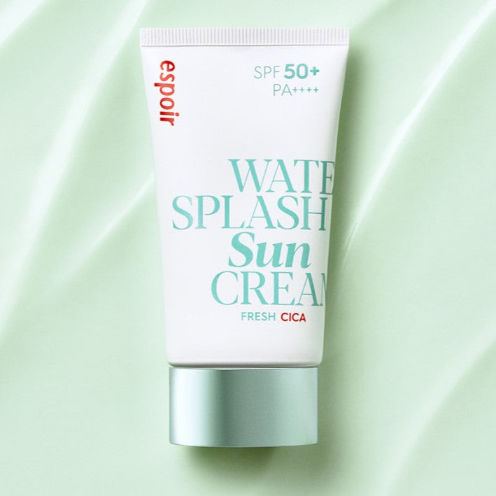 ESPOIR Water Splash Suncream Fresh SPF50+++ 60ml on light green background