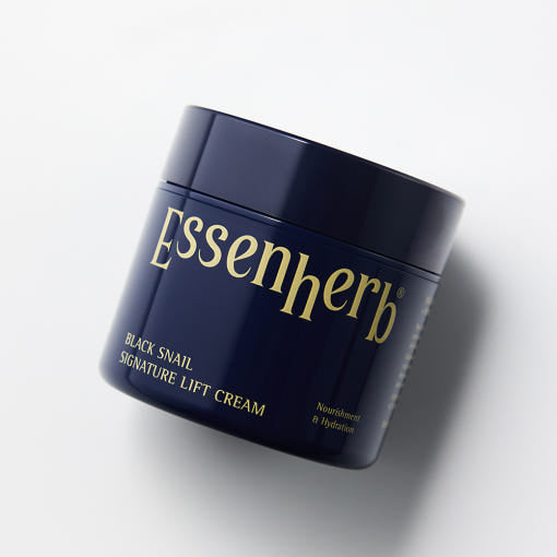 ESSENHERB Black Snail Signature Lift Cream 50ml skincare product jar on a white background