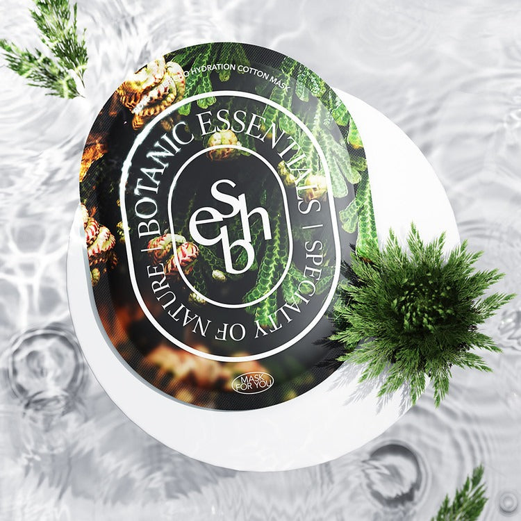 ESSENHERB Rose of Jericho Hydration Cotton Mask 5EA packaging with natural botanical design elements.