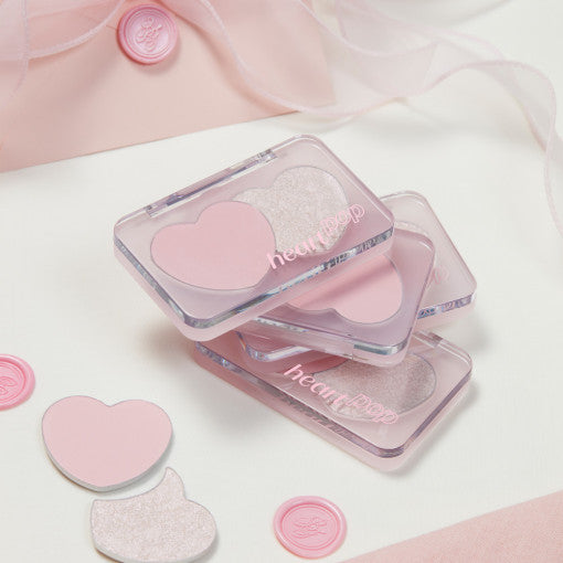 ETUDE Heart Pop Duo Blush #HolidayCollection in pink heart-shaped packaging, perfect gift idea for makeup enthusiasts.