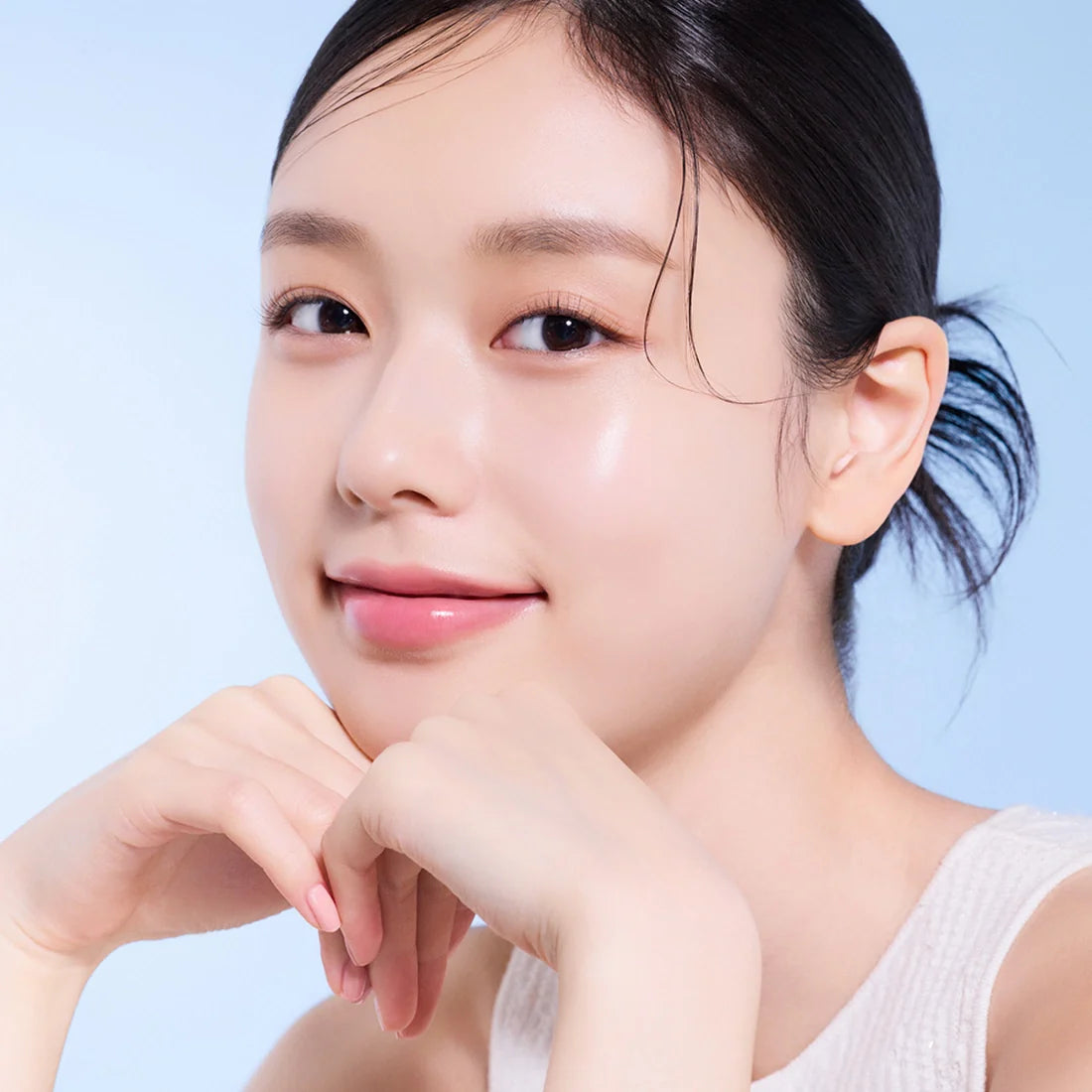 Close-up of a woman with clear skin using ETUDE Pure Mildly Acidic Cleansing Milk 200ml