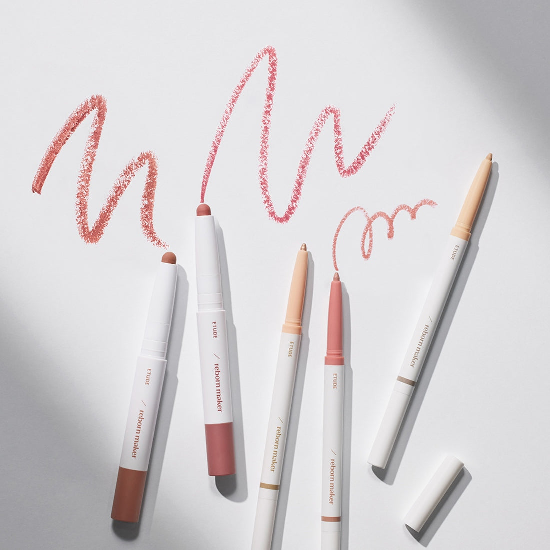 ETUDE Re-creation Maker Aegyo-sal Liner in various shades on white background