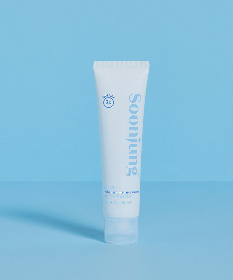 ETUDE SoonJung 2x Barrier Intensive Cream 60ml product image on blue background.