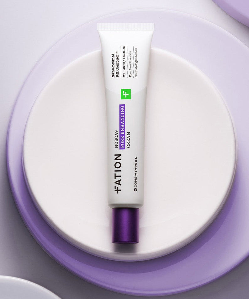 FATION Nosca9 Pore Enhancing Cream 45ml on a white and purple background