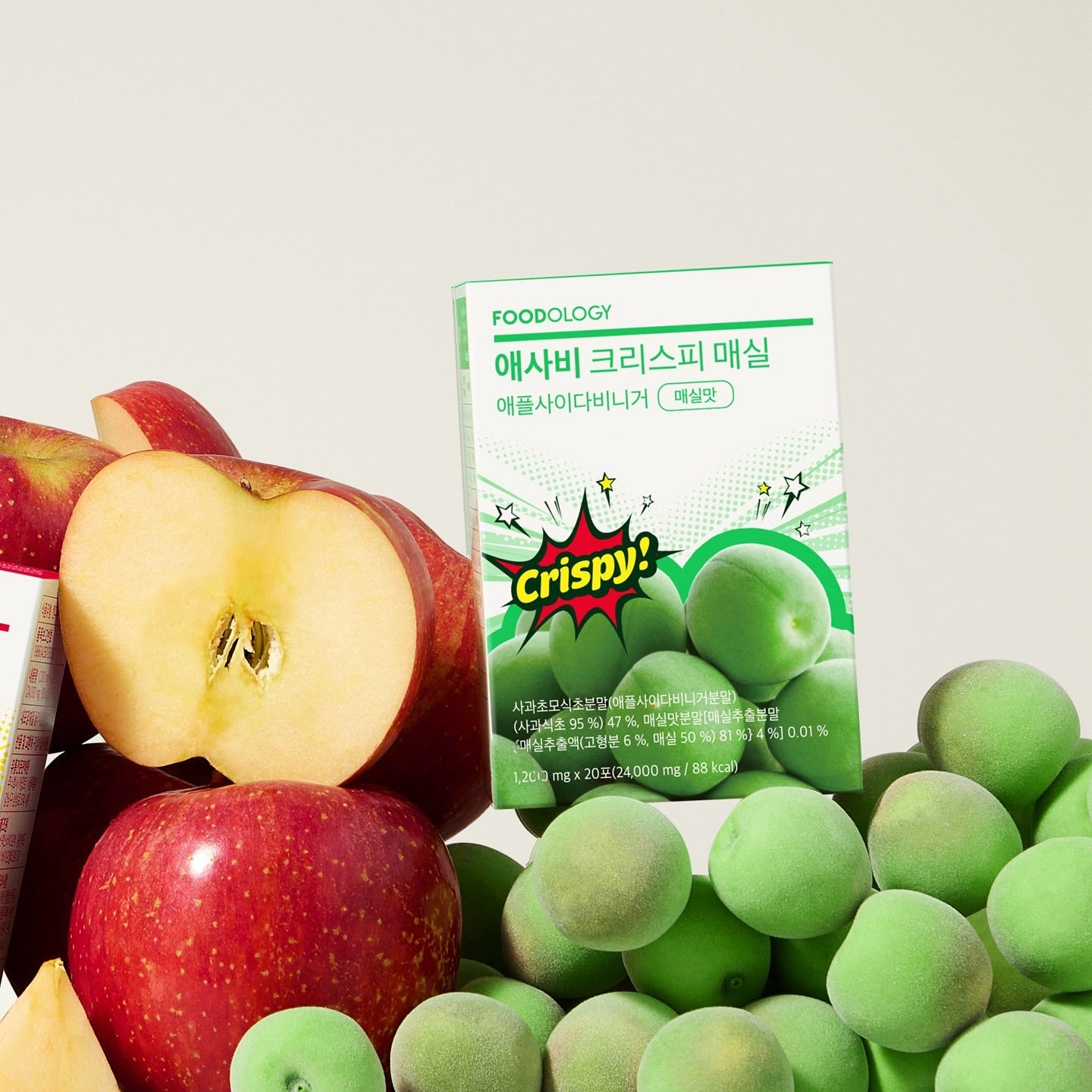 FOODOLOGY crispy グリーンアップル 桃 りんご 3点セット FOODOLOGY Asabi Crispy 3 Types | Korean Snack Variety – Kool Seoul