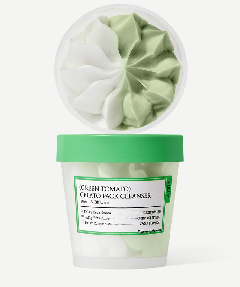 FULLY Green Tomato Gelato Pack Cleanser 100ml in green and white swirl texture.