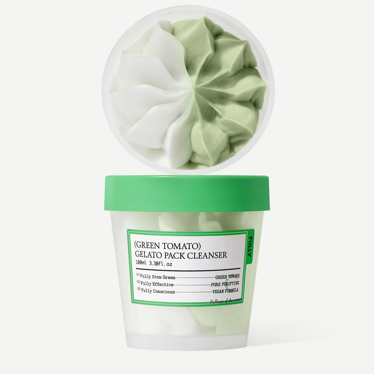 FULLY Green Tomato Gelato Pack Cleanser 100ml in green and white swirl texture.