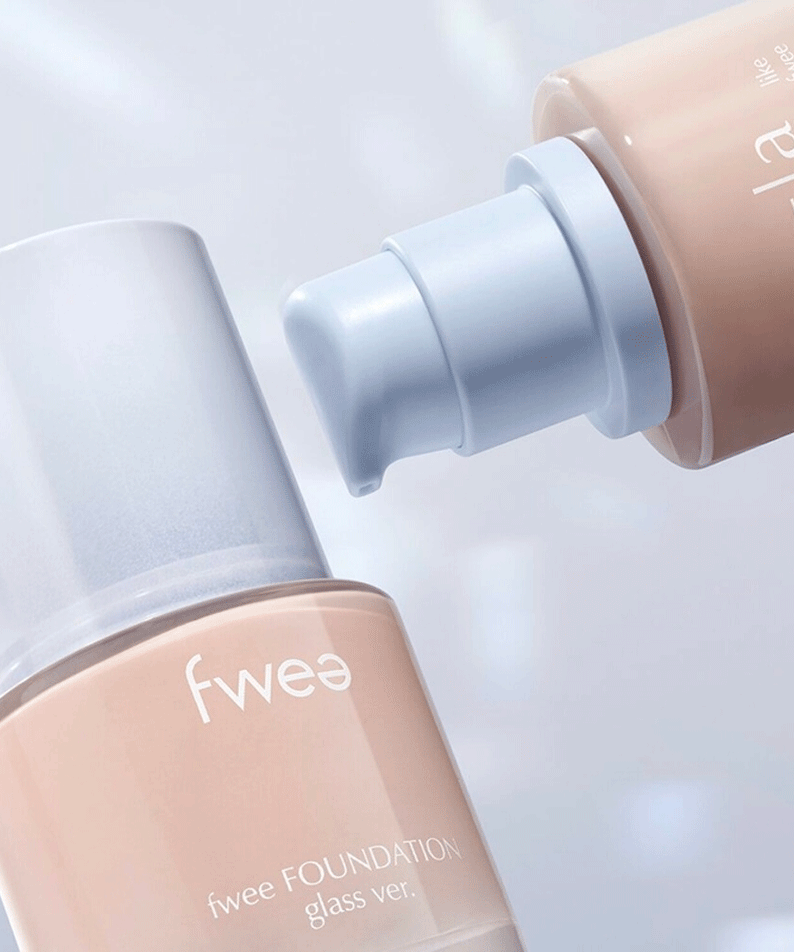 FWEE Foundation Glass in a transparent bottle highlighting its sleek design and quality.
