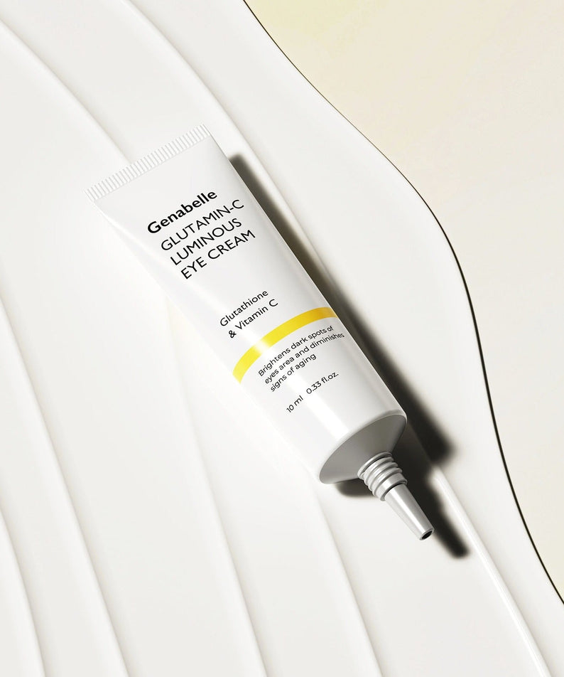 GENABELLE Glutamin-C Luminous Eye Cream 10ml tube on abstract background