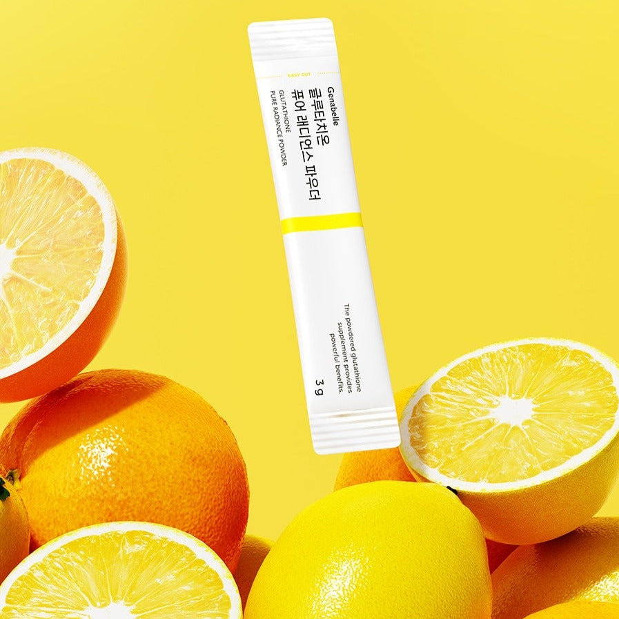 GENABELLE Glutathione Pure Radiance Powder 20ea in vibrant yellow citrus setting