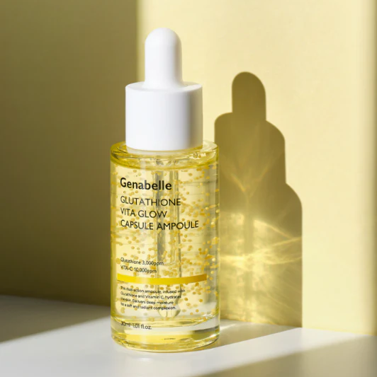GENABELLE Glutathione Vita Glow Capsule Ampoule 30ml bottle on a sunny backdrop
