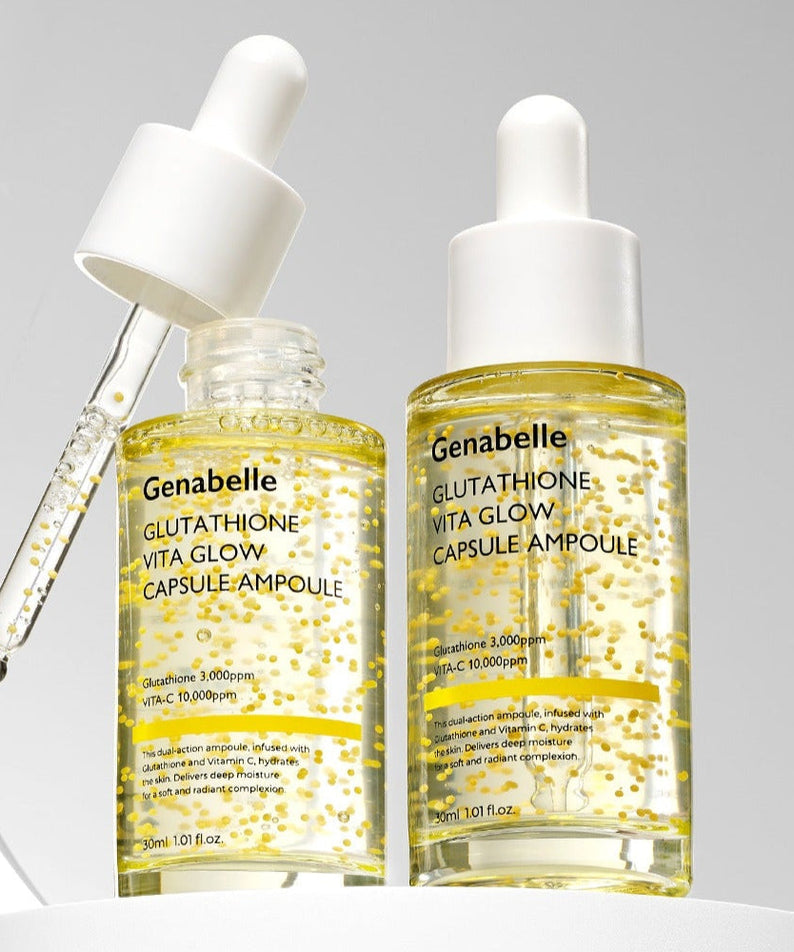 GENABELLE Glutathione Vita Glow Capsule Ampoule 30ml bottles with dropper on display