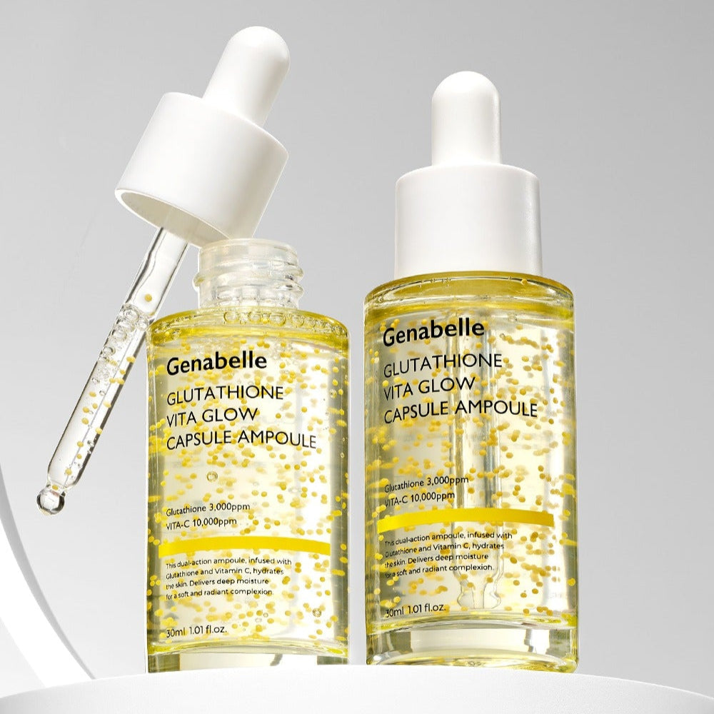 GENABELLE Glutathione Vita Glow Capsule Ampoule 30ml bottles with dropper on display