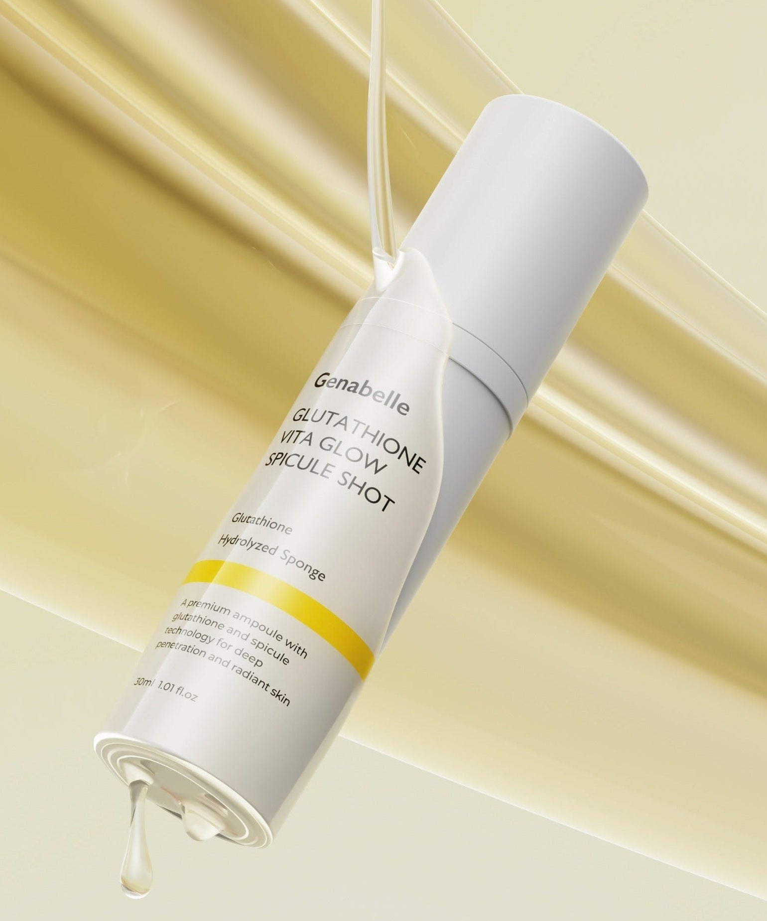 GENABELLE Glutathione Vita Glow Spicule Shot 30ml product bottle with liquid pouring