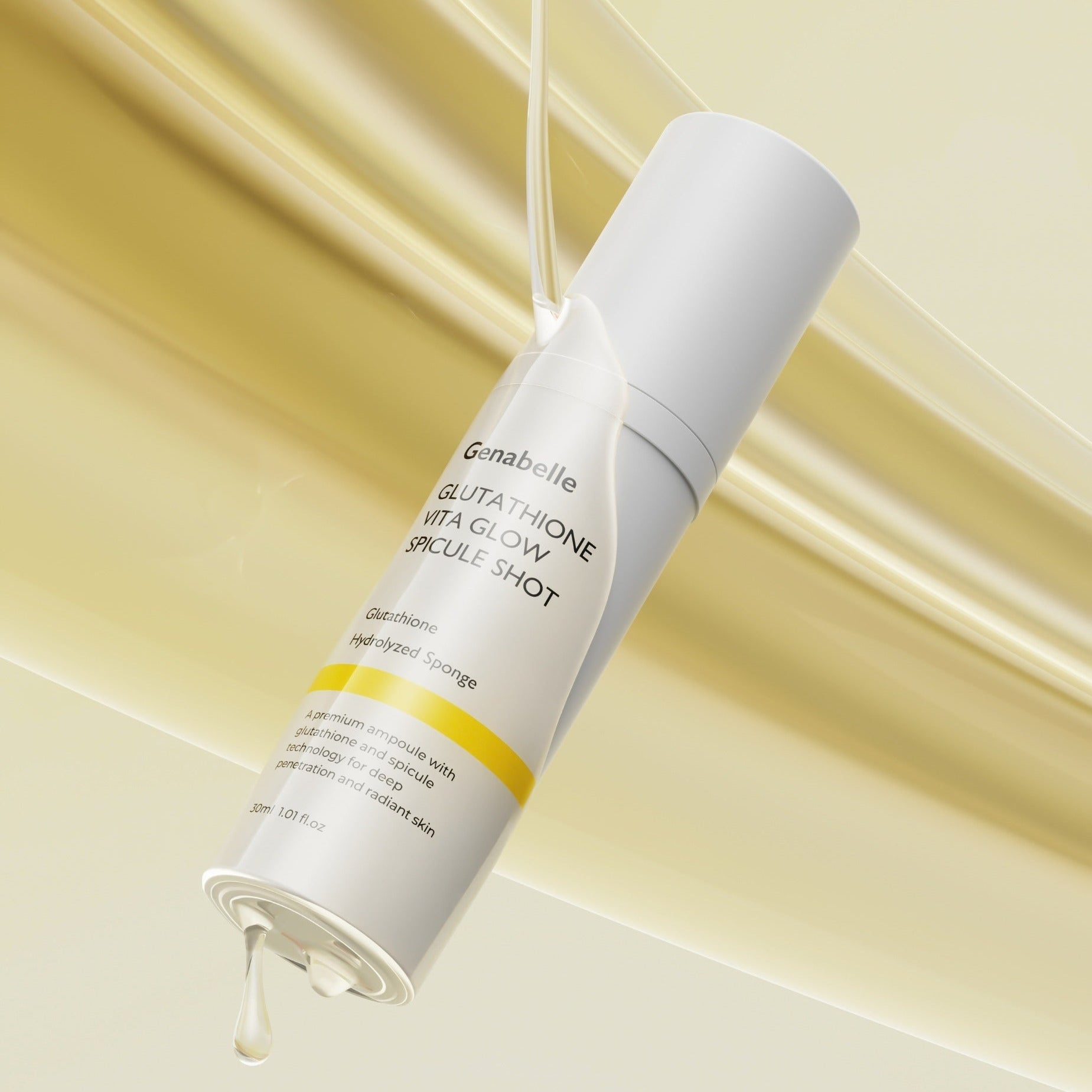 GENABELLE Glutathione Vita Glow Spicule Shot 30ml product bottle with liquid pouring
