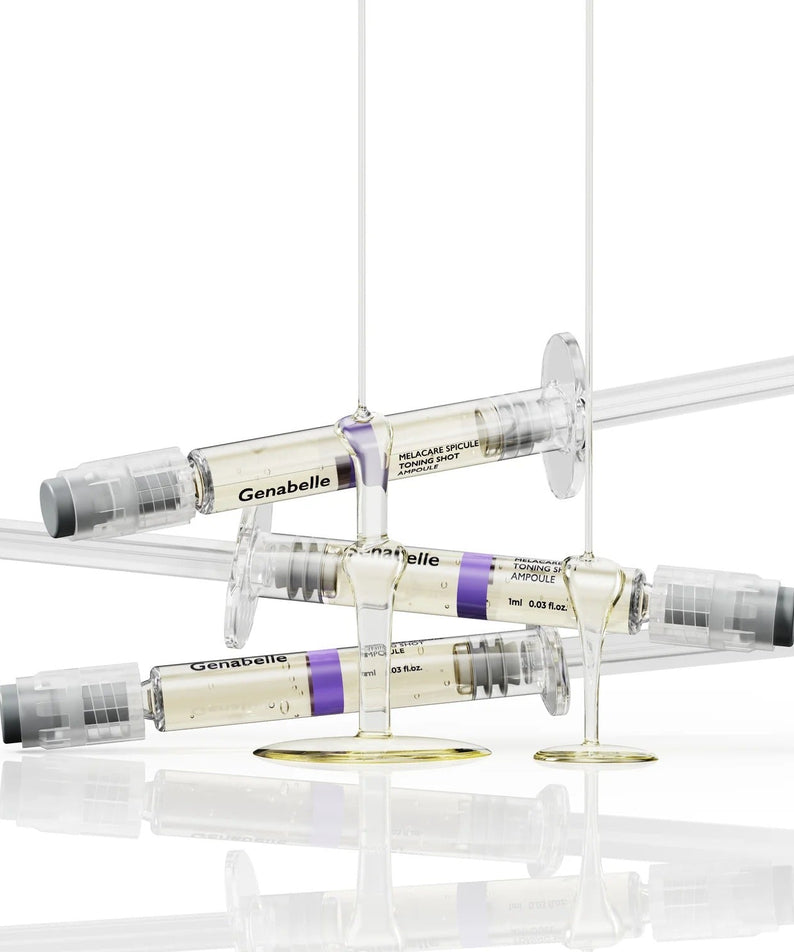 GENABELLE Melacare Spicule Toning Shot Ampoule 3ea product image with clear ampoules and branding