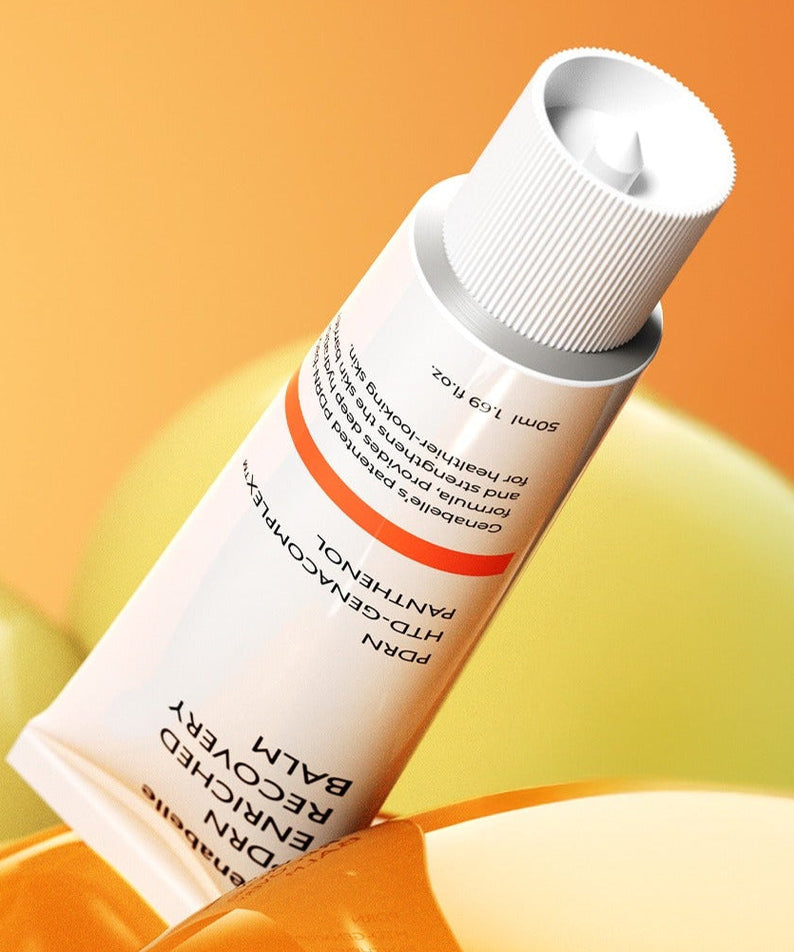 GENABELLE PDRN Enriched Recovery Balm 50ml tube positioned against vibrant background