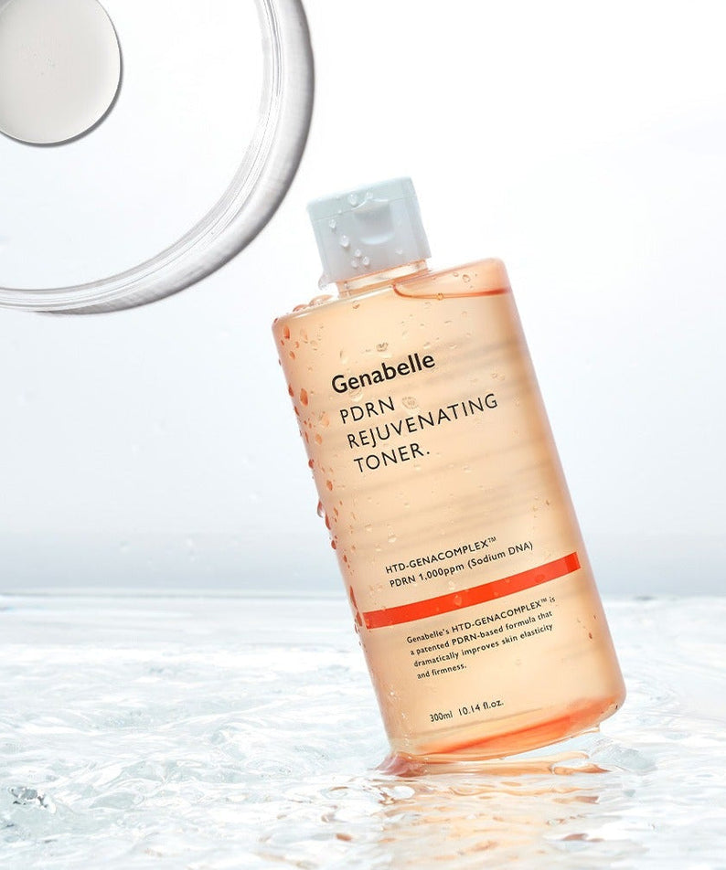 GENABELLE PDRN Rejuvenating Toner 300ml bottle against a watery background