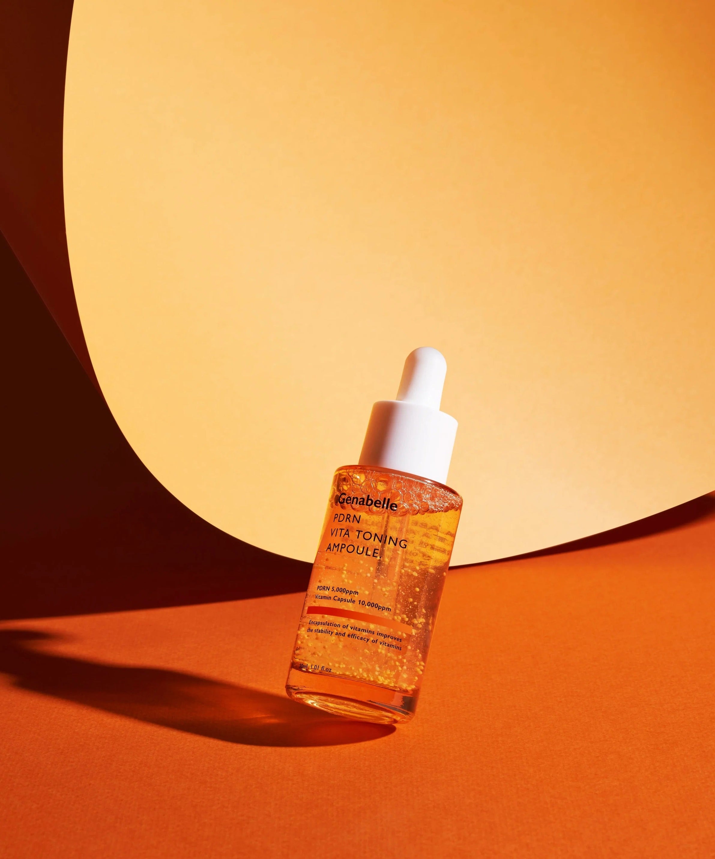 GENABELLE PDRN Vita Toning Ampoule 70ml product image with orange backdrop.