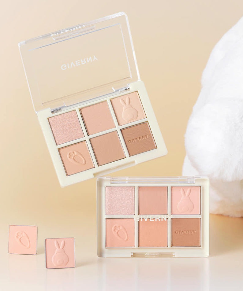 GIVERNY Soft Eye Palette 6-Color 5g (3 Colors) showcasing pastel eyeshadow tones ideal for soft, natural makeup looks.