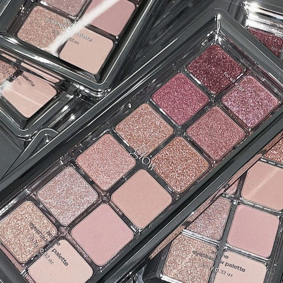GLOW Anime Eyeshadow Palette featuring vibrant shimmer and matte shades in pink and neutral tones for stunning eye looks.
