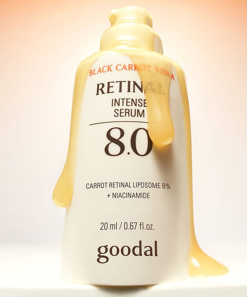 GOODAL Black Carrot Vita A Retinal Intense Trace Serum 8.0 20ml bottle on a light background