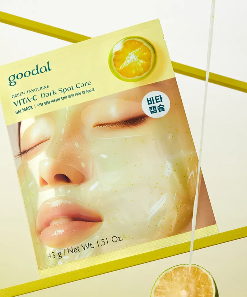 GOODAL Gel Mask (Green Tangerine/Eoseongcho) product packaging with vibrant green tangerine design for skincare.