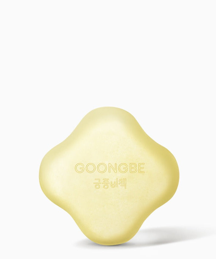 GOONGBE Mild Cleansing Soap 90g in unique shape for gentle skincare, promoting clean and soft skin, daily cleansing bar.