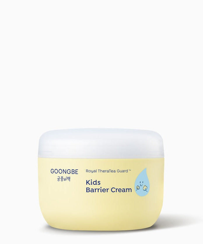 GOONGBE Palace Secret Kids Barrier Cream 180ml container with soft yellow packaging featuring Royal TheraTea Guard design.